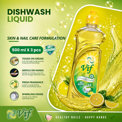 VIF Dishwash Liquid 500ml X 3pcs