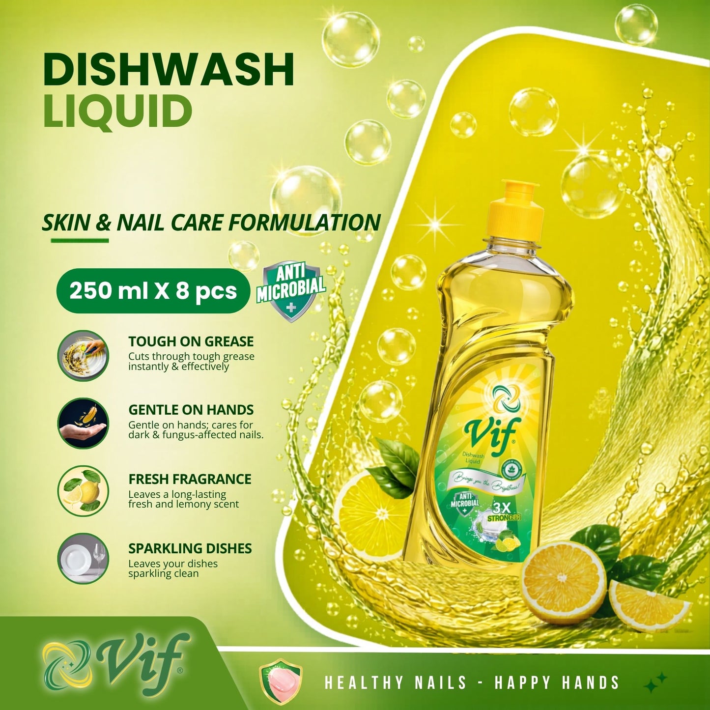VIF Dishwash Liquid 250ml X 8pcs