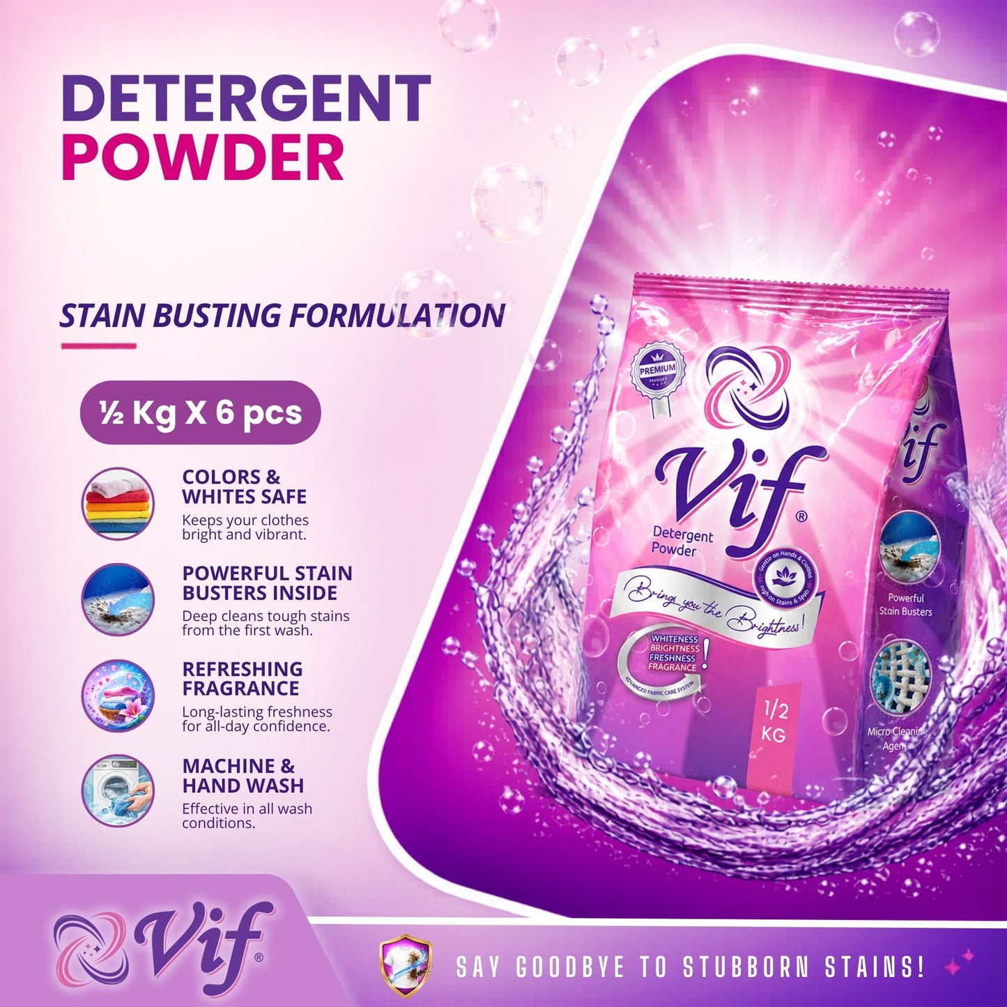 VIF Detergent Powder 500G X 6pcs