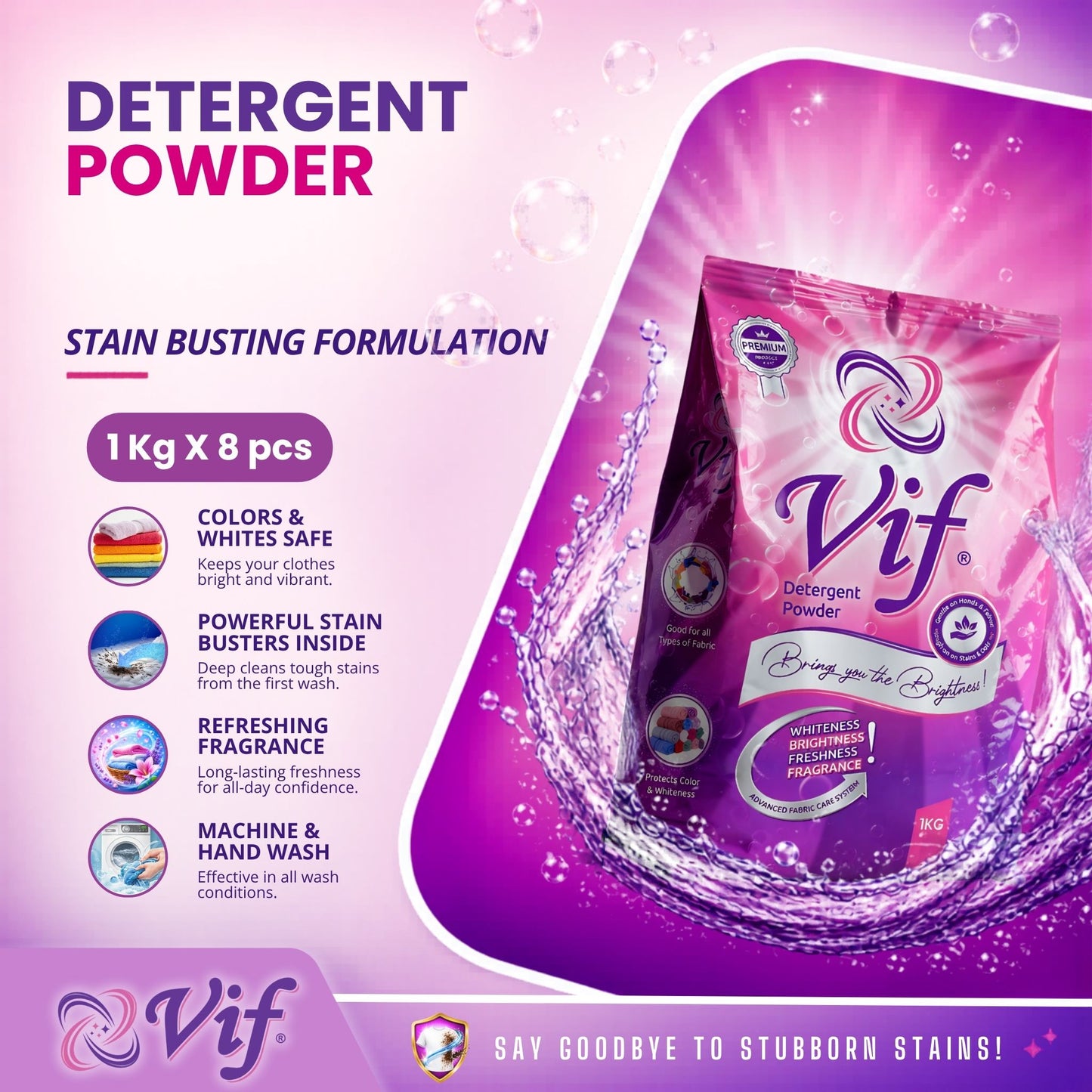 VIF Detergent Powder 1KG X 8pcs
