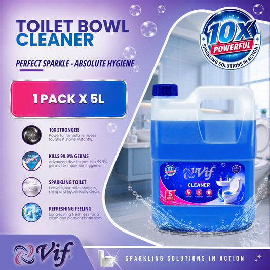 VIF Toilet Bowl Cleaner 5L container with 10X powerful disinfectant formula and blue packaging front view